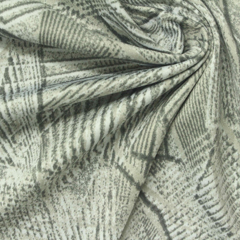 Grey Abstract-Brushstroke Jersey Knit, Polyester