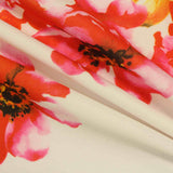 Red Floral Scuba Knit, Polyester — photo 2