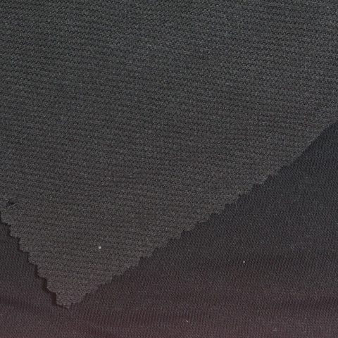 Polyester Cotton French Terry Fabric, 180 gsm, 190 cm — Black