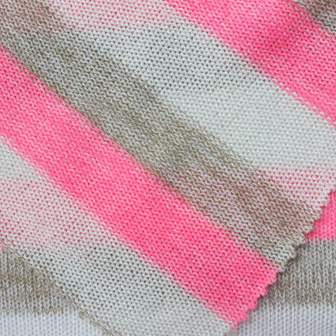Pink Horizontal-Stripe Rib Knit, Polyester, 165 gsm