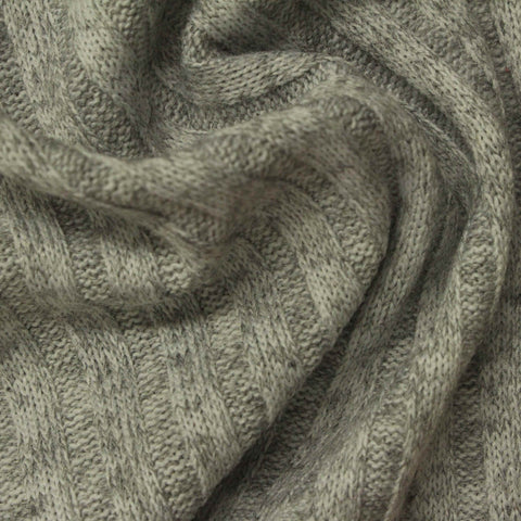 Grey Heathered-Marl Rib Knit, Polyester, 250 gsm