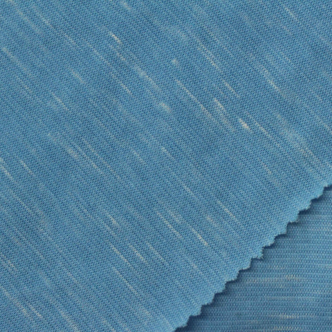 Blue Marl Rib Knit, Polyester, 227 gsm