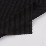 Polyester Viscose Stretch Rib Knit Fabric, 252 gsm — Black — photo 2