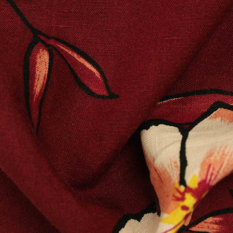 Cream Floral Woven, Linen-Viscose, 160 gsm