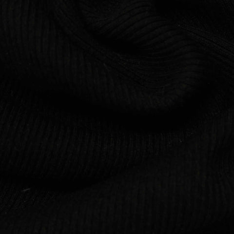 Polyester Stretch Interlock Knit Fabric, 496 gsm, 140 cm — Black