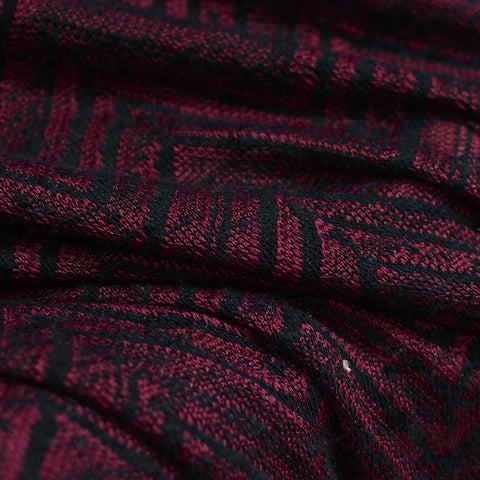 Dark Red Zigzag Jacquard, Poly-Viscose