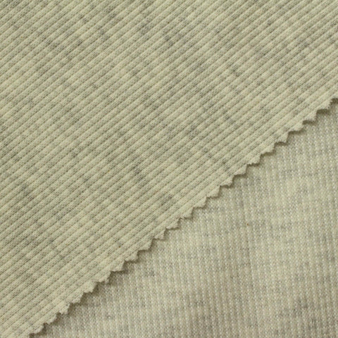 Light Grey Marl Rib Knit, Poly-Cotton, 330 gsm