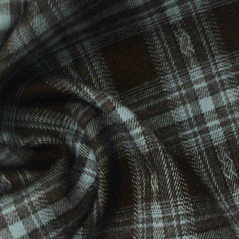 Dark Brown Plaid Woven, Poly-Viscose, 285 gsm, 150 cm, ref EF-265148