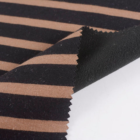 Black Vertical-Stripe Fleece, Cotton-Poly