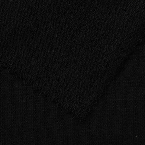 Slub Polyester Cotton French Terry Fabric, 235 gsm — Black