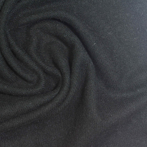 Brushed Viscose Stretch Chunky Knit Fabric, 270 gsm, 160 cm — Black