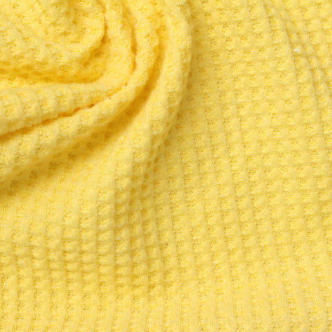 Polyester Stretch Waffle Knit Fabric, 220 gsm, 140 cm — Yellow