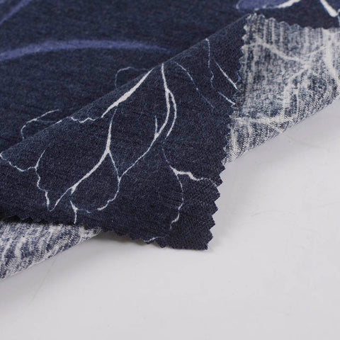 Navy Floral Knit, Polyester, 250 gsm