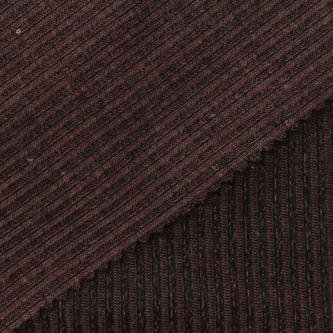 Dark Brown Marl Rib Knit, Poly-Cotton