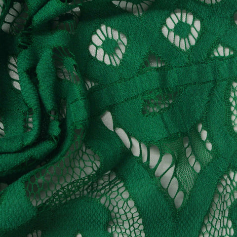 Green Floral Lace, Nylon-Cotton, 140 gsm