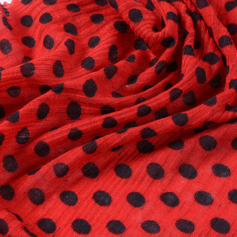 Black Dots Rib Knit, Polyester