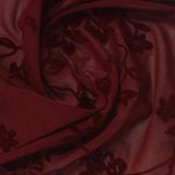 Floral Flocked 100% Polyester Knit Fabric, 112 gsm, 160 cm — Red — photo 2