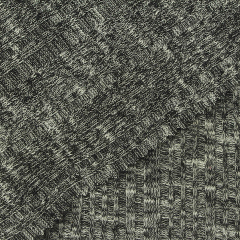 Dark Grey Marl Rib Knit, Polyester, 240 gsm