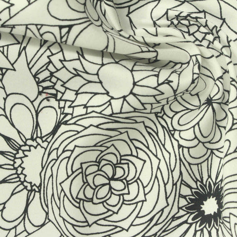Black Floral Knit, Cotton, 200 gsm