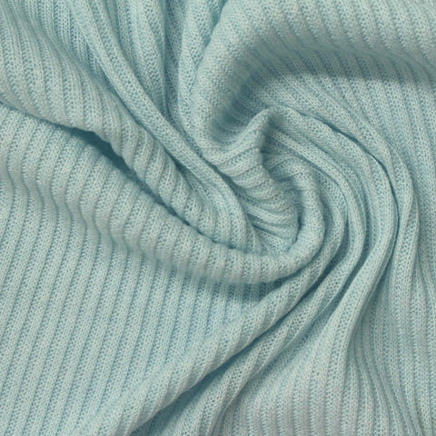 Viscose Nylon Blend Rib Knit Fabric, 210 gsm, 170 cm — Blue