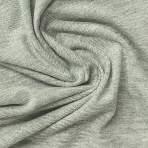 Light Grey Heathered-Marl Jersey Knit, Poly-Cotton, 140 gsm