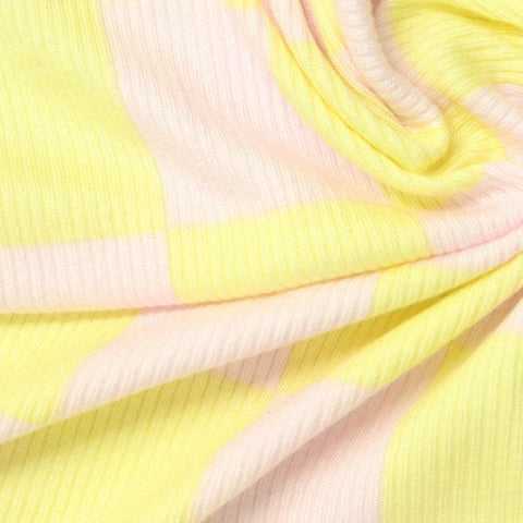 Light Yellow Check Rib Knit, Viscose