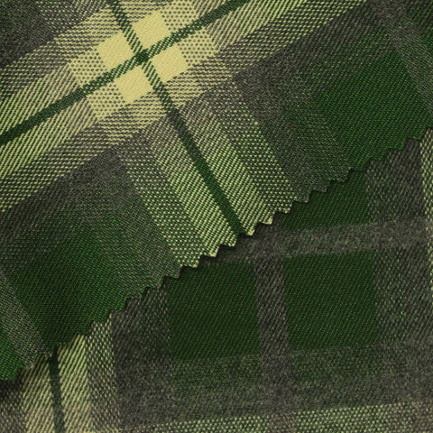 Dark Green Plaid Woven, Poly-Viscose, 285 gsm, 150 cm, ref EF-265164