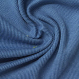 Cotton Polyester Stretch Rib Knit Fabric, 260 gsm, 115 cm — Blue — photo 2