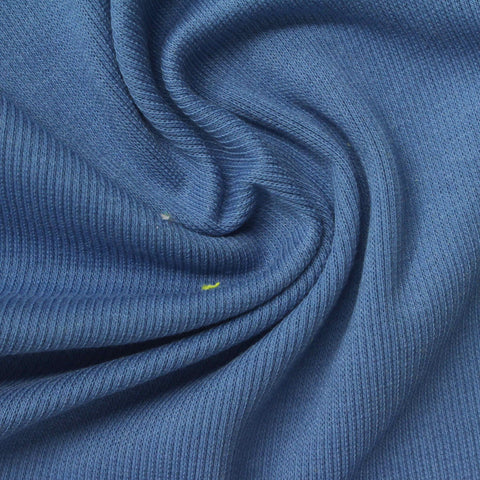 Cotton Polyester Stretch Rib Knit Fabric, 260 gsm, 115 cm — Blue