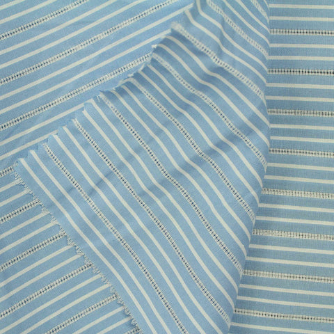 Light Blue Fine-Stripe Woven, Cotton