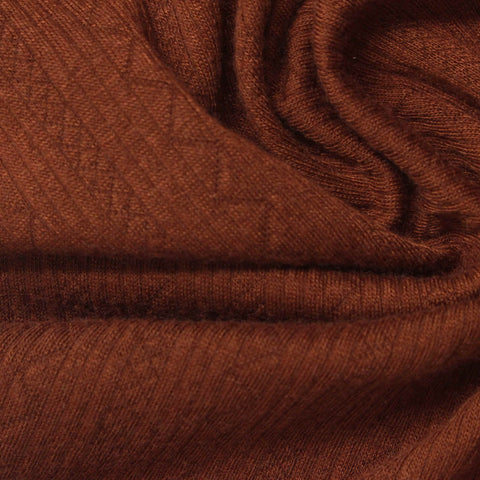 Jacquard Polyester Stretch Knit Fabric, 218 gsm, 150 cm — Brown