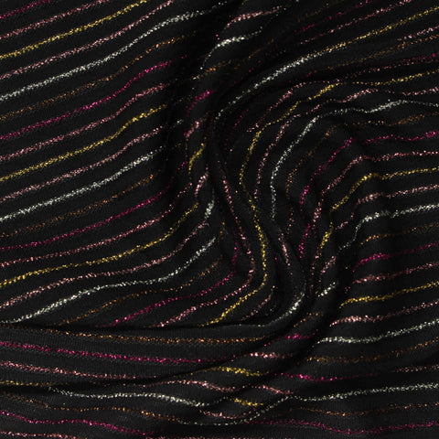 Silver Horizontal-Stripe Knit, Nylon, 180 gsm