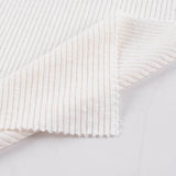 Striped Polyester Viscose Stretch Rib Knit Fabric, 228 gsm — White — photo 2