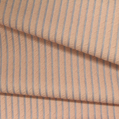 Peach Vertical-Stripe Interlock Knit, Nylon