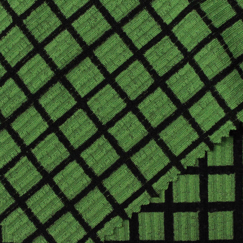 Black Check Rib Knit, Polyester