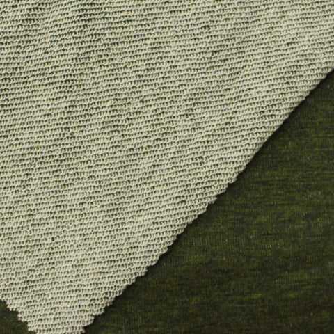 Dark Green Marl French Terry, Poly-Cotton, 330 gsm
