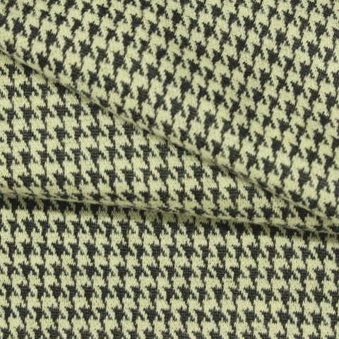Black Houndstooth Interlock Knit, Poly-Cotton, 251 gsm