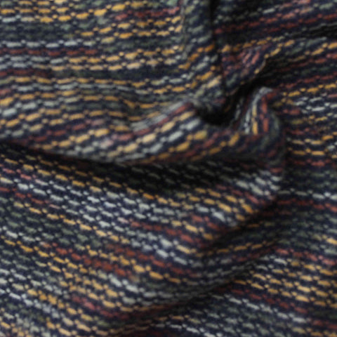 Navy Horizontal-Stripe Chunky Knit, Polyester, 145 gsm