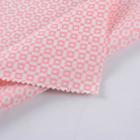 Pink Check Jacquard, Cotton-Poly, 215 gsm