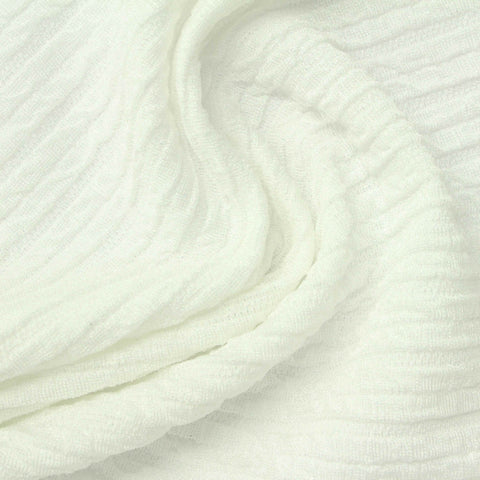 Striped Polyester Stretch Knit Fabric, 230 gsm, 160 cm — White