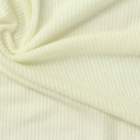 Polyester Viscose Stretch Rib Knit Fabric, 180 gsm, 174 cm — Beige