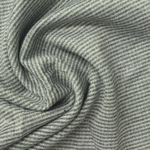 Heathered Grey Horizontal-Stripe Waffle Knit, Poly-Viscose