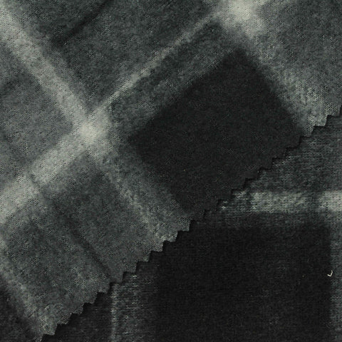 Dark Grey Plaid Fleece, Polyester, 180 gsm