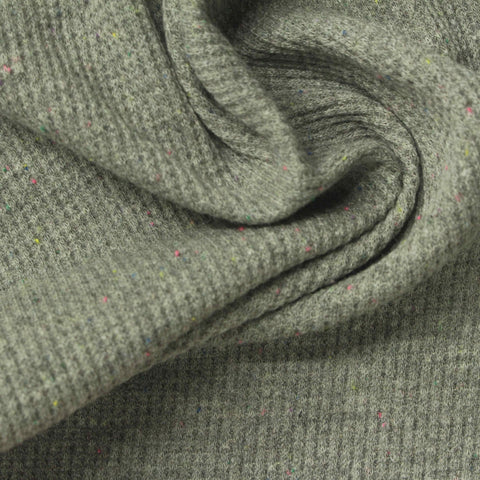 Grey-Green Marl Waffle Knit, Poly-Cotton