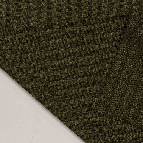 Dark Green Marl Rib Knit, Polyester, 160 gsm