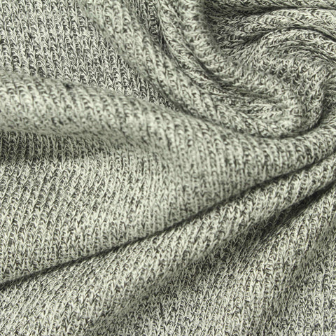 Dark Grey Marl Rib Knit, Viscose-Poly, 223 gsm, 170 cm