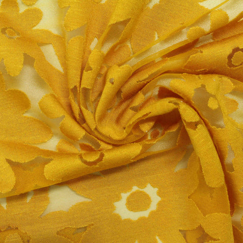 Yellow Floral Knit, Viscose-Poly
