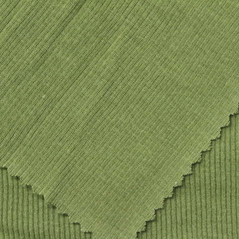 Olive Rib Knit, Cotton-Poly