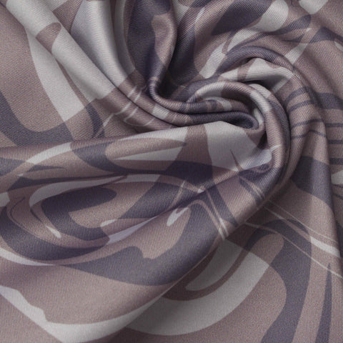 Brown Abstract Sateen, Poly-Spandex