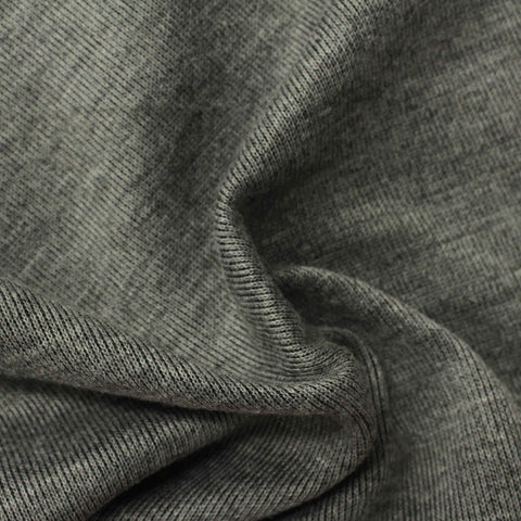 Heather 100% Polyester Interlock Knit Fabric, 343 gsm, 155 cm — Black